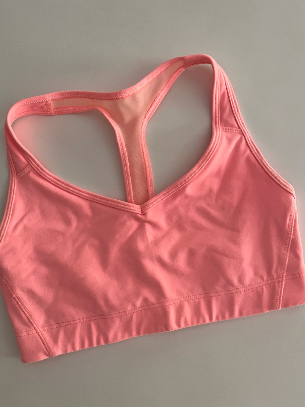 Victoria's Secret Coral Pink Sports Bra, Sheer Racerback Detail - XS- EUC.